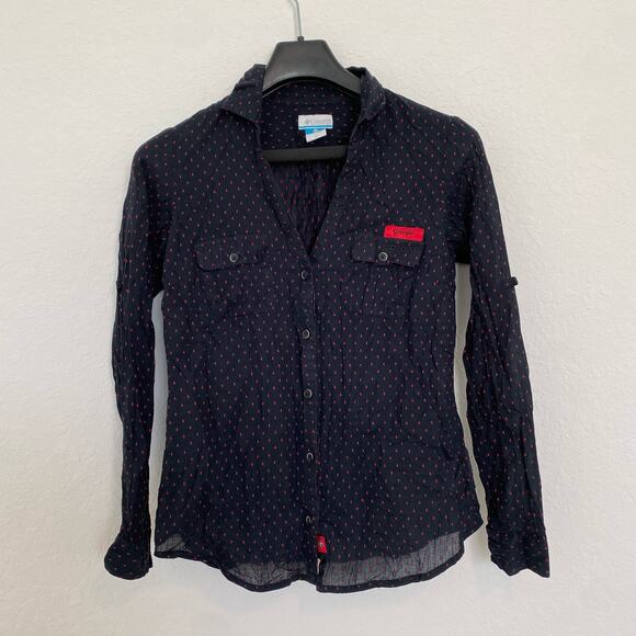 Columbia PFG Georgia Long Sleeve Button Down Blue Polka dot Small - Picture 1 of 9